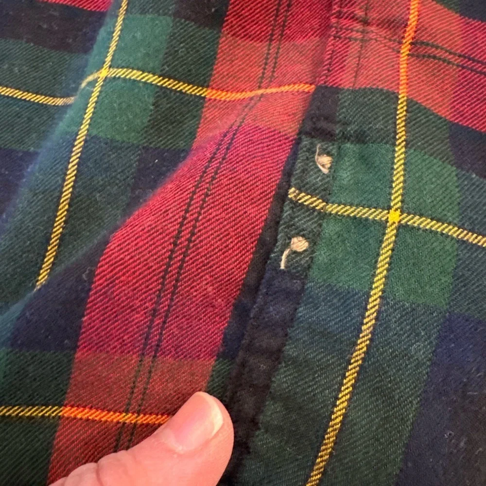 J. Crew Plaid Button Down Elbow Patches Cotton/Wool Flannel Holiday Large Slim